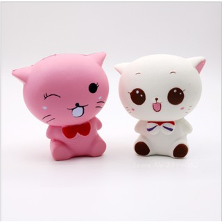 Squishy Mèo Nơ Hồng, Trắng