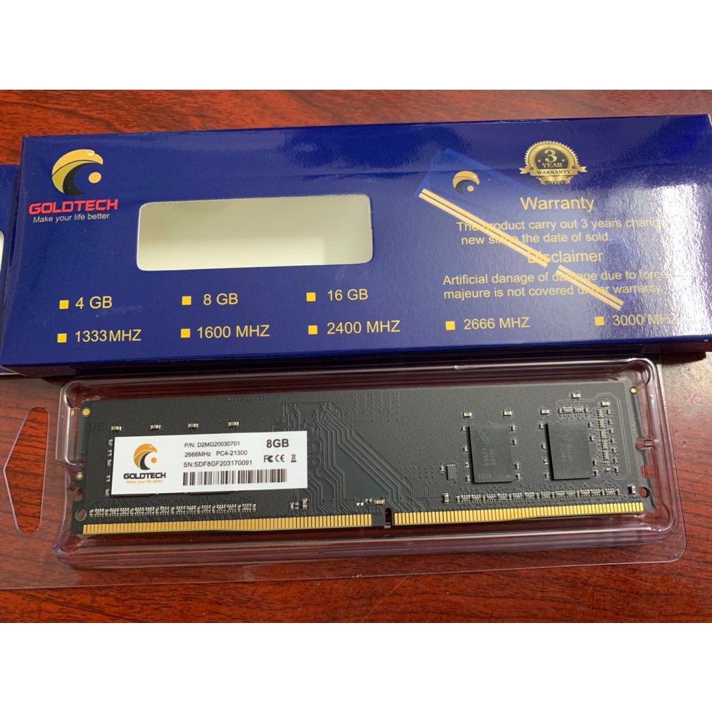 RAM PC Goldtech 8GB DDR4 Bus 2666 MHz hàng mới bảo hành chính hãng 36 tháng thumbnail
