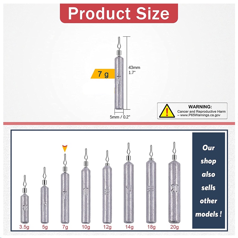 Set 5 Chì Câu Cá Trọng Lượng 3.5g 5g 7g 10g 20g