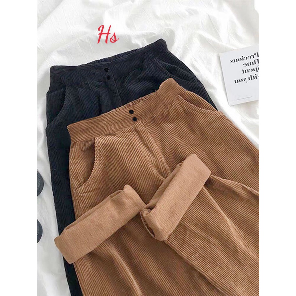 Quần Baggy Nhung Cài Cúc Hack Dáng Túi Hộp Đóng Cúc Unisex Wild Goute - Quần Suông Form Ống Rộng Vải Mịn Mã 846 | BigBuy360 - bigbuy360.vn