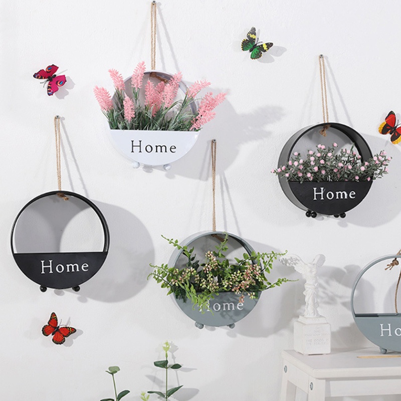 Chậu Trồng Cây Treo Trần Nhà Hình Bán Nguyệt Bằng Kim Loại Có Dây Thừng