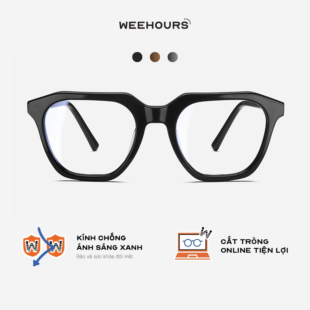Kính chống ánh sáng xanh WEEHOURS SLAY, dáng vuông thời trang, nhựa Acetate cao cấp