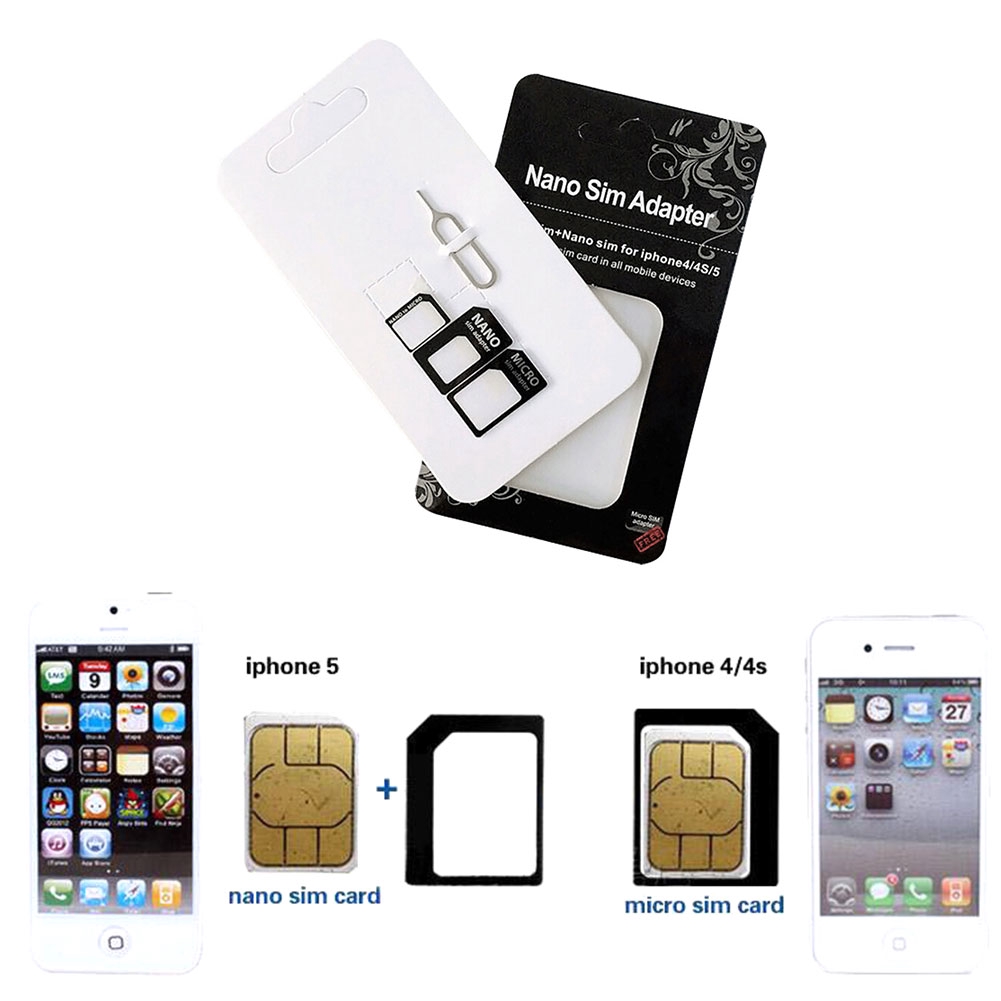 Adapter chuyển đổi Nano SIM MicroSIM cho IPhone 5 4S 4 Nanosim → SIM Card/ MicroSIM
