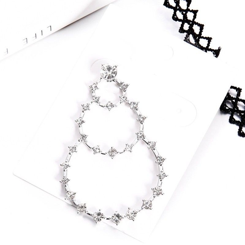 Hoa tai dài dáng tròn đính đá phong cách Punk cho nữ