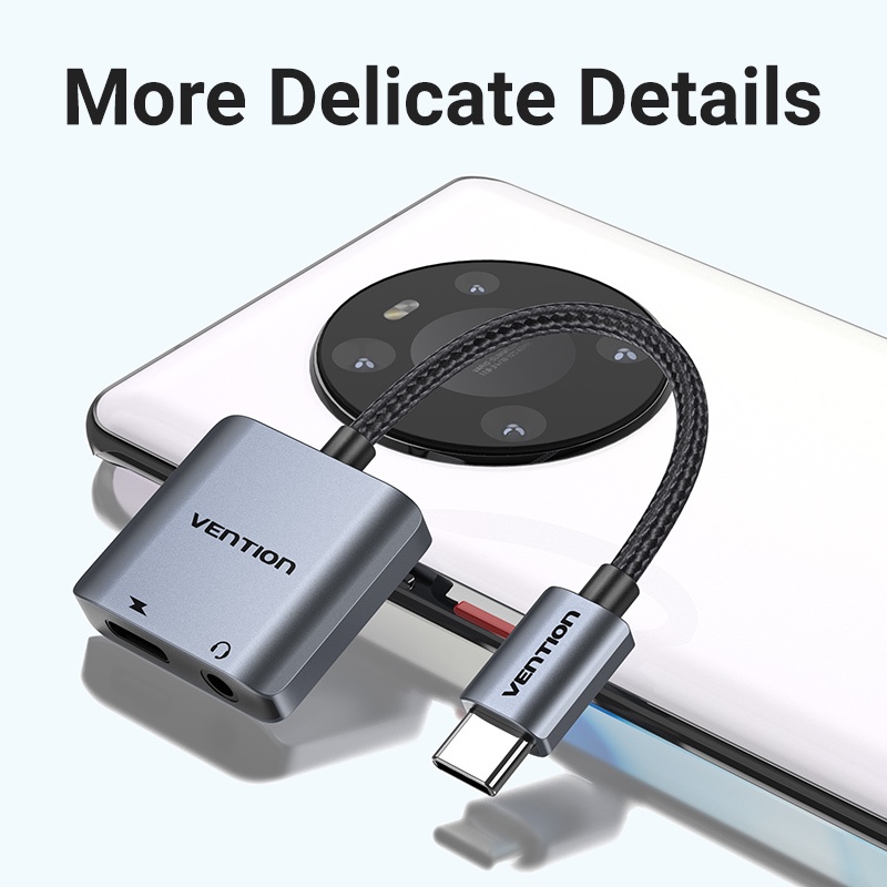 Đầu Chuyển Đổi Âm Thanh Vention USB C Sang Cổng 3.5mm PD 2 Trong 1 PD30W Chuyên Dụng Chất Lượng Cao