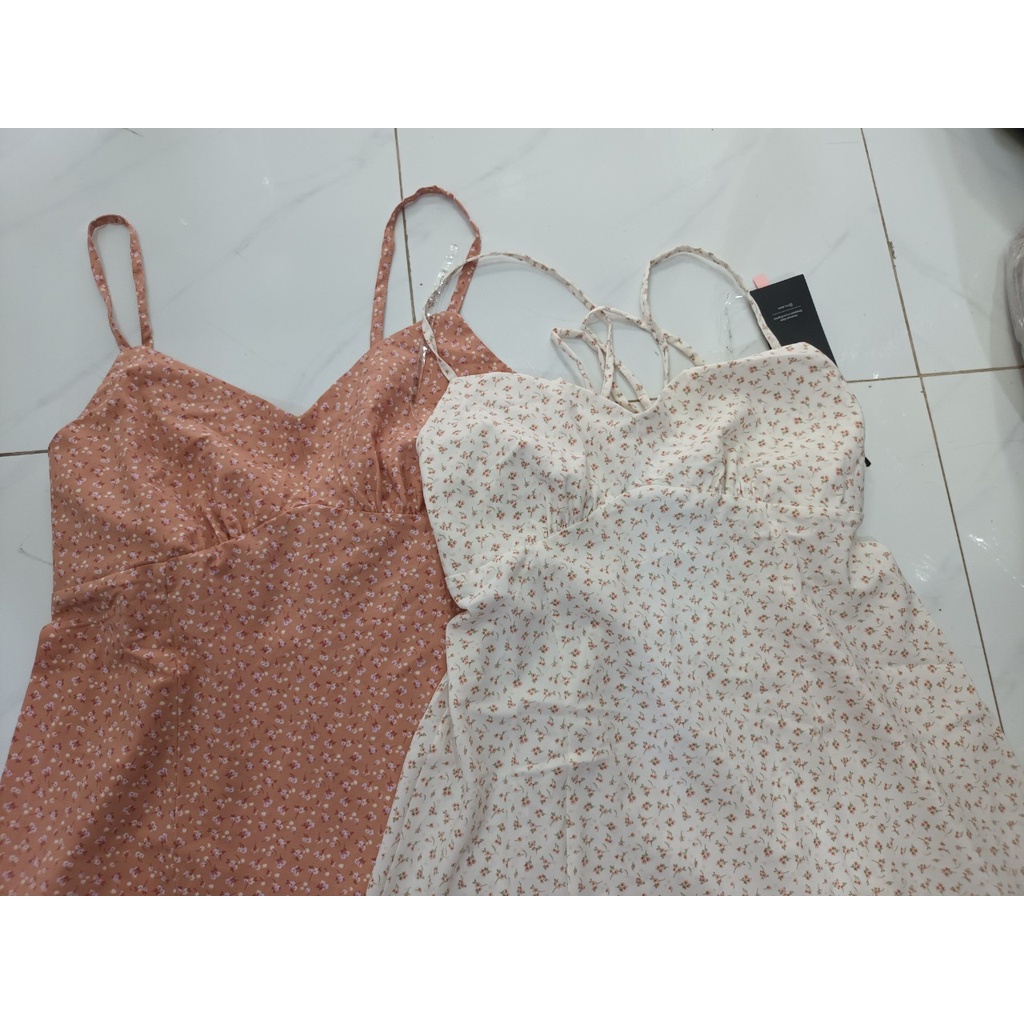 BIGSIZE Đầm lụa hai dây hoa nhí