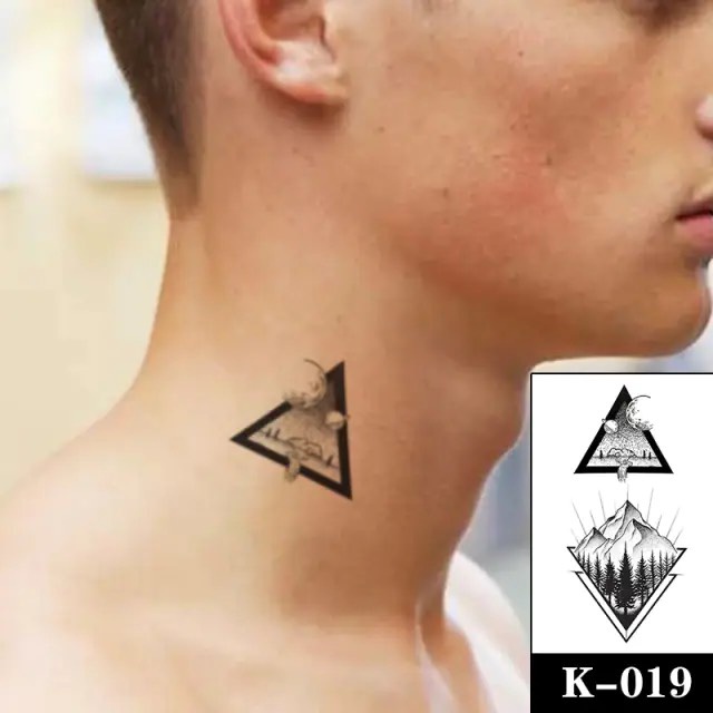 Hình xăm tam giác rừng núi k019 - miếng dán tatoo tạm thời size &lt;10x6cm