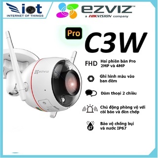 Camera Wifi Ngoài Trời Siêu Nét Màu Đêm Ezviz C3W Pro 4Mp, C3W Pro 2Mp  AI Thông minh Báo Động- Hàng