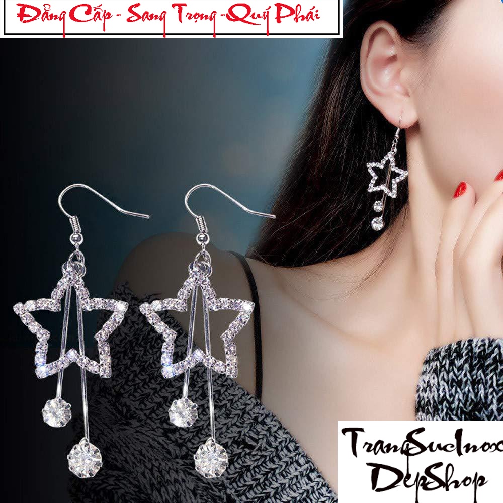 Bông tai nữ kiểu ngôi sao đính đá tòn ten kiểu dáng thời trang quý phái, sang trọng thích hợp đi dự tiệc