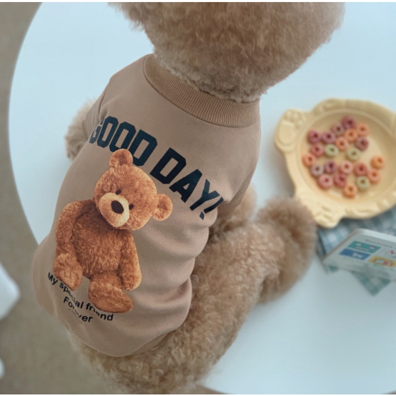 Áo cho chó mèo mùa đông họa tiết gấu bông- áo good day