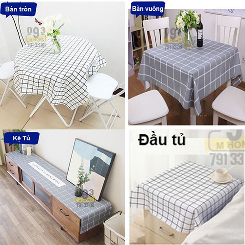 Khăn Trải Bàn Caro, Khăn Lót Chén Dĩa Chịu Nhiệt 180x138 cm