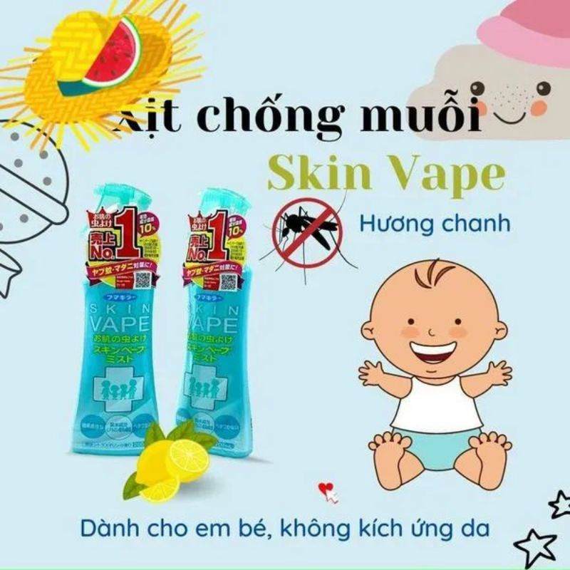 Xịt Chống Muỗi Cho Bé Skin Vape Nhật Bản 200ml Đuổi Muỗi và Côn Trùng Rất Hiệu Quả