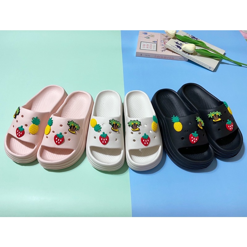 Dép bánh mì lượn sóng chất xốp siêu nhẹ hình trái cây cao 5cm