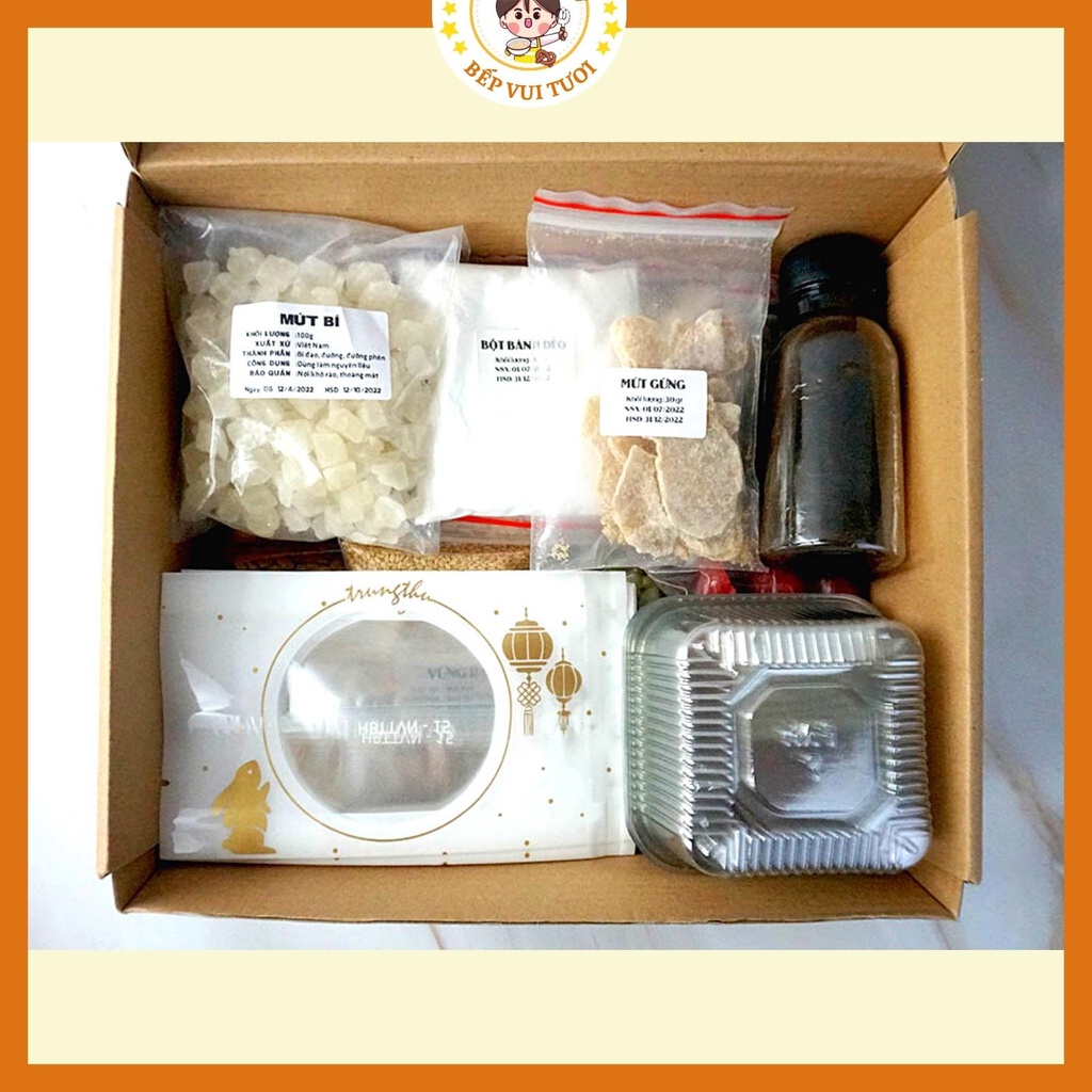 Nguyên liệu làm bánh trung thu nhân thập cẩm đầy đủ 10chiếc (có hướng dẫn) loại 150g