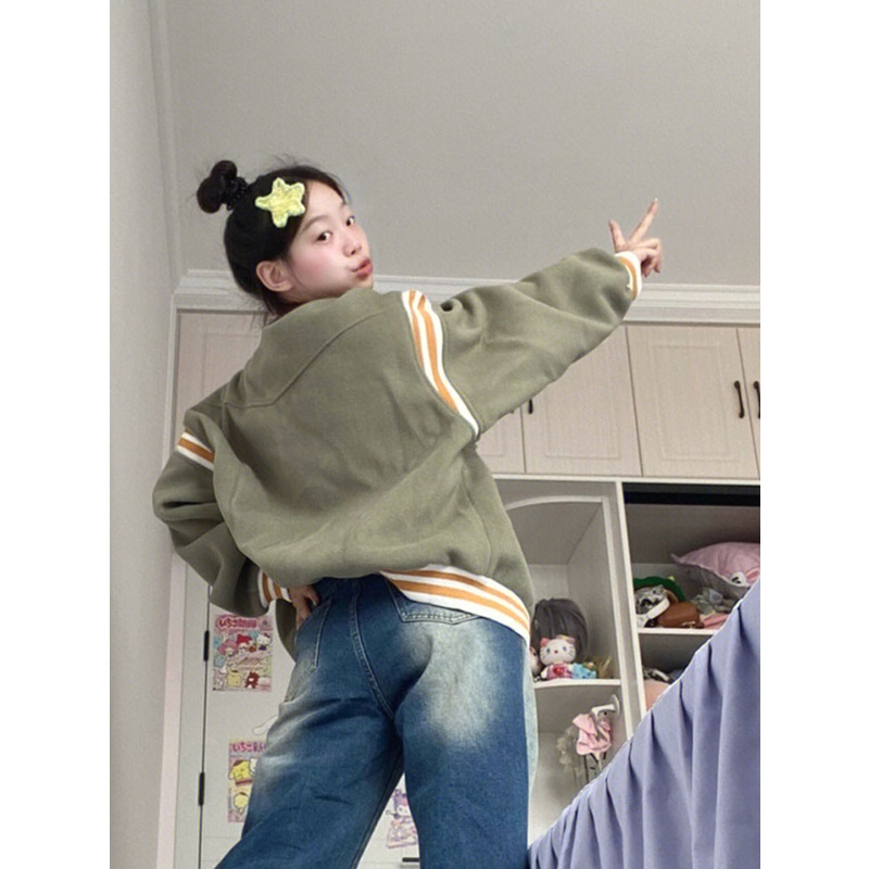 Áo Khoác Bóng Chày Dáng Rộng Phong Cách Harajuku retro Cho Nữ