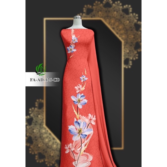 Vải áo dài trắng in hoa