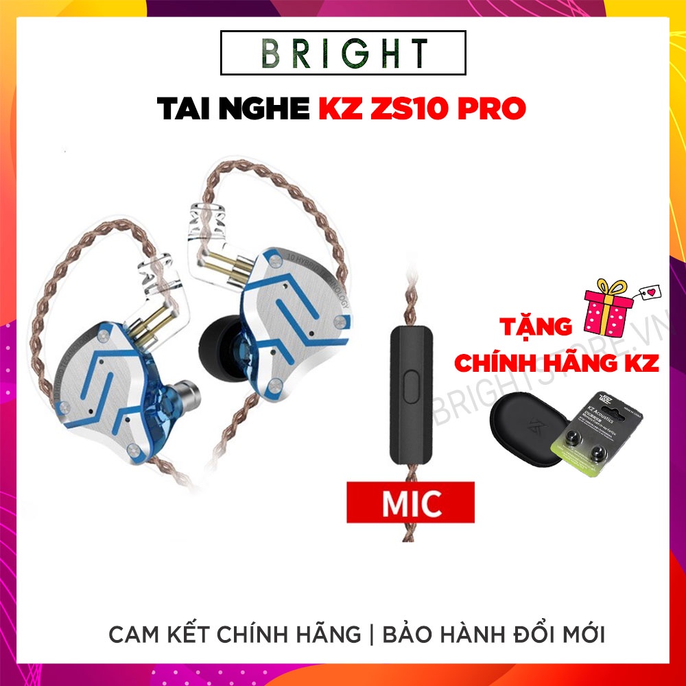Tai Nghe Nhét Tai Có Mic Knowledge Zenith KZ ZS10 PRO 4BA + 1DD - Hàng Chính Hãng