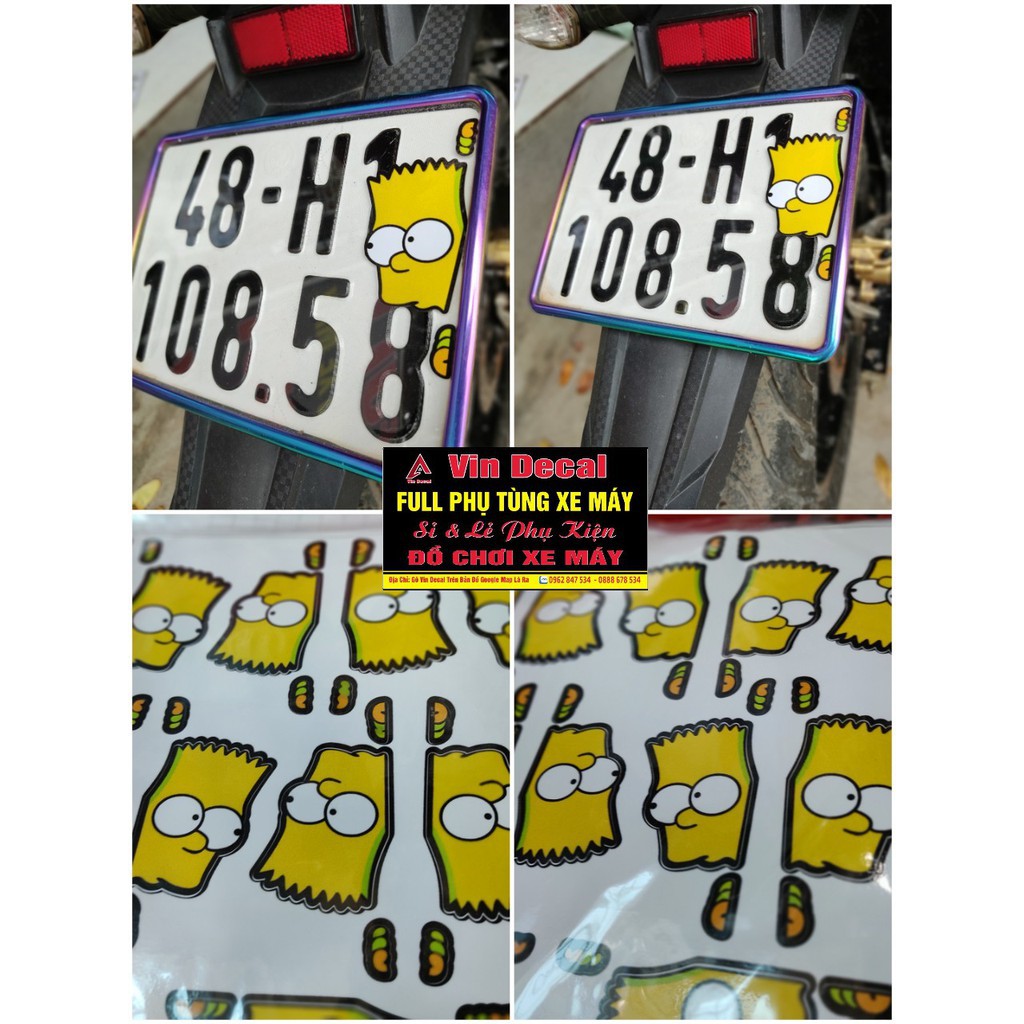 Tem Cậu Bé Vàng Simpson dán xe Tem Simpson lấp ló dán xe, điện thoại máy tính vv mủ bảo hiểm xe - dochoixemay