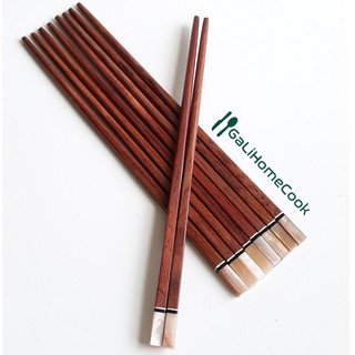 [XẢ KHO] Đũa gỗ cẩm vuông gắn trai hồng (Bộ 05 đôi) | GaliHomecook Wooden Chopsticks