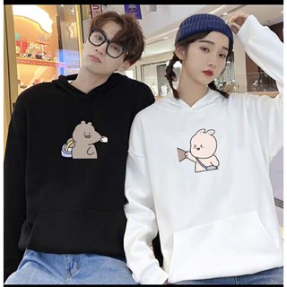 Áo hoodie đôi ( giá bán 2 cái ) gấu véo má, chất nỉ bông mịn , dày