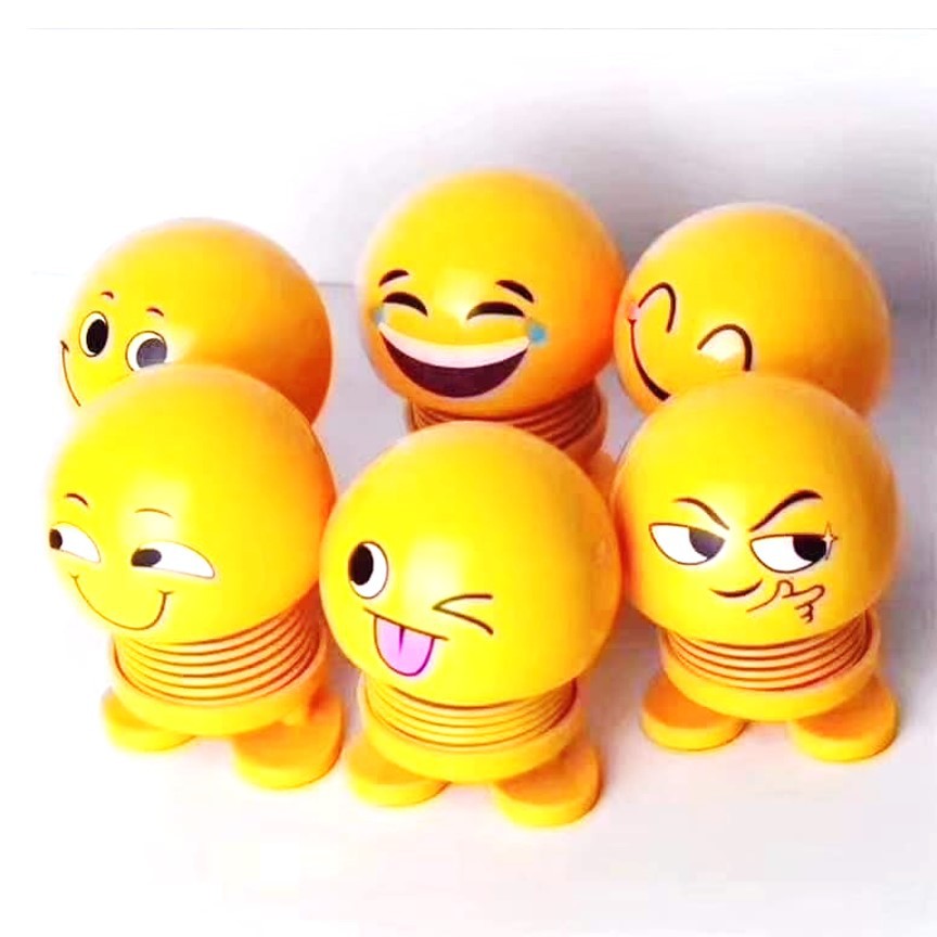 Bộ 4 con Lật Đật Icon Lò Xo Nhún Xả Stress - Lật Đật Emoji Trang Trí Xe Ôto, bàn làm việc