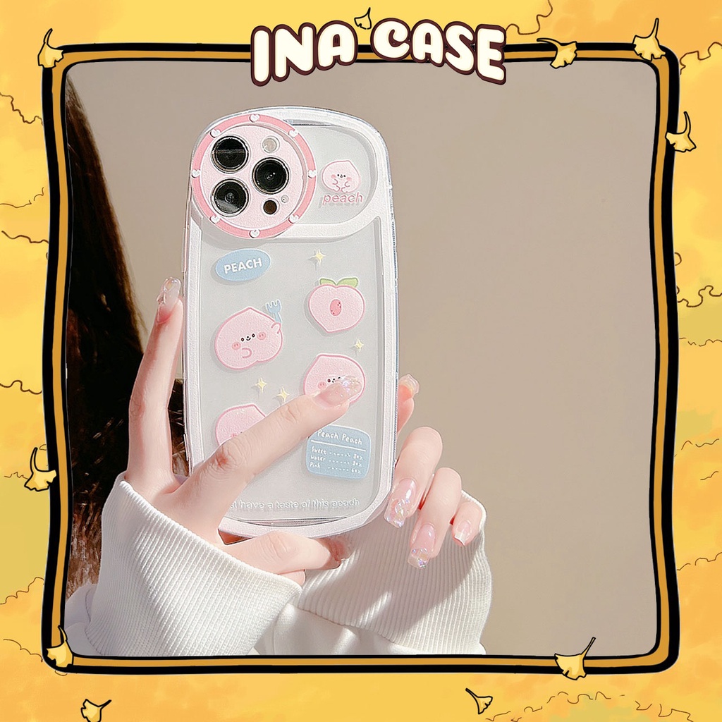 Ốp lưng iphone chống sốc bảo vệ camera Hình Trái Đào 13promax/13pro/13/12promax/12pro/12/11promax/11/7plus/8plus - Ina C