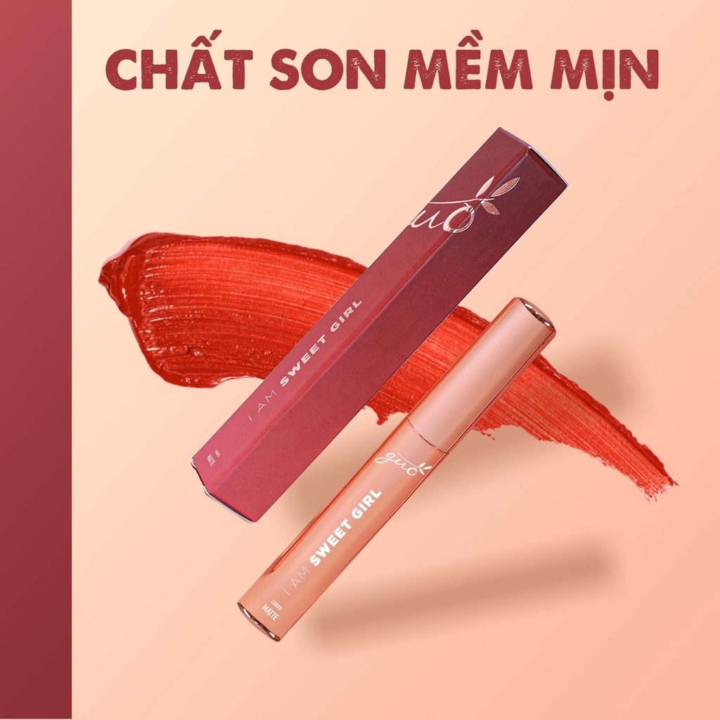 [100% Màu chuẩn, Hàng Chính Hãng] Son Kem Bơ Lì Vedette Đỏ Cherry Thiên Nhiên Dưỡng Mềm Môi GUO 5g