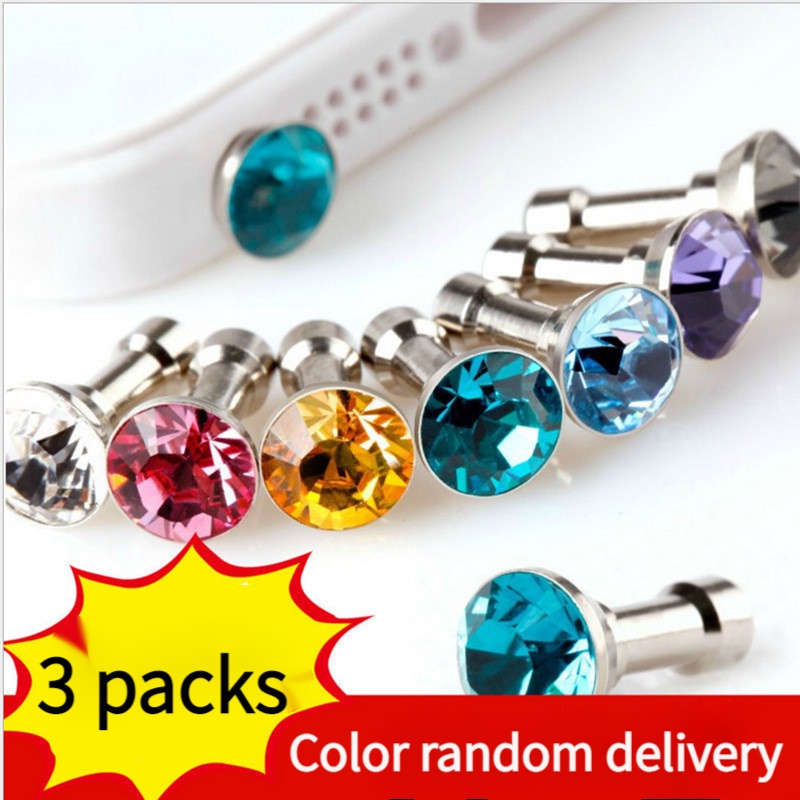 Nút Cắm Lỗ Cắm Chống Bụi 3.5mm Đính Kim Cương Cho Điện Thoại Di Động