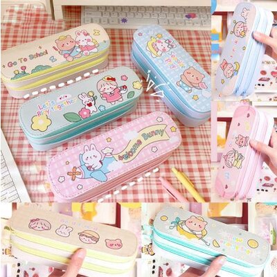 Túi đựng bút nhiều ngăn Cô Bé Gấu Thỏ Pastel Phi Hành Gia Thú Cưng Yogurt