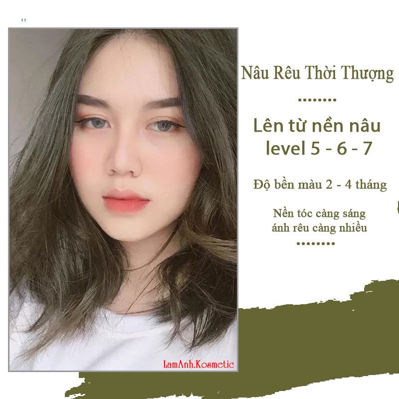 Thuốc nhuộm tóc Nâu Rêu màu nhuộm lên chuẩn tone kem nhuộm an toàn không sót da đầu mầu nhuộm tóc chính hãng