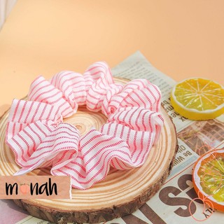 Combo 3 Cột Tóc, Buộc Tóc, Scrunchie Màu Hồng Pastel Sọc