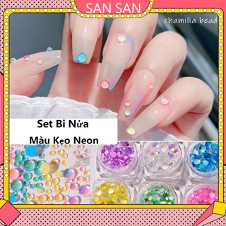Set Bi Nửa Màu Neon (Giọt nước mắt nhân ngư )Trang Trí Móng Phong Cách Nhật Bản