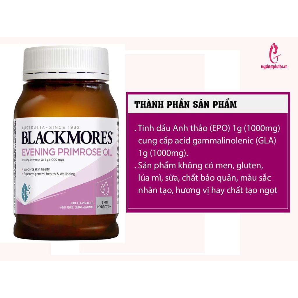 Tinh Dầu Hoa Anh Thảo Blackmores 190 Viên Của ÚC - Điều Hòa Nội Tiết, Tăng Thụ Thai, Đẹp Da