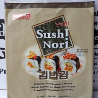 Lốc 3 gói tảo Biển Cuộn Cơm Yaki Sushi Nori Godbawee 20g