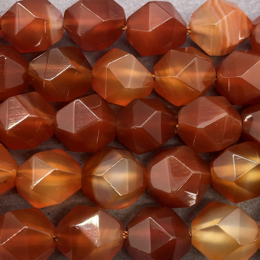 Hạt Onyx mã não đỏ tự nhiên mặt cắt hình học tự làm 6-12mm