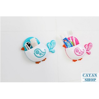 Combo 2 Hộp đựng, kệ treo bàn chải chim họa mi siêu cute, bàn chải đánh răng, KEM ĐÁNH RĂNG