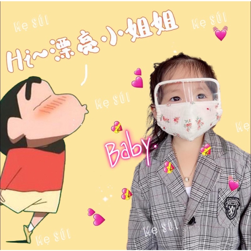 Khẩu Trang Mặt Kính Vải Xô Cho Bé Sói Cá Hý