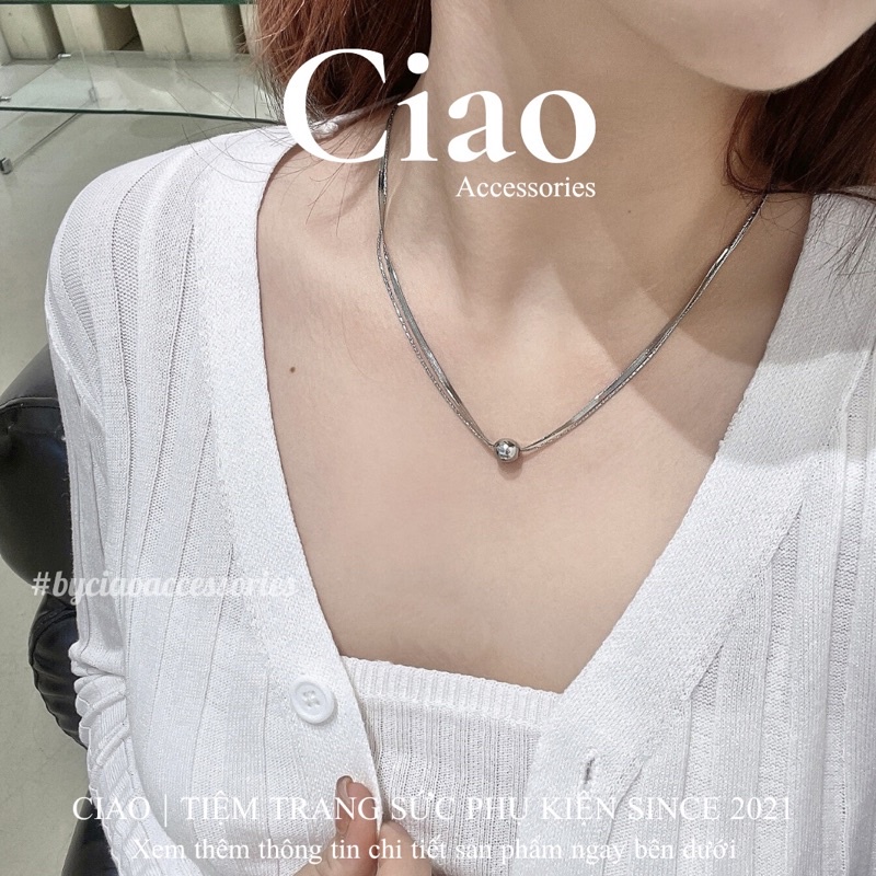 [HOẢ TỐC 1H] Dây chuyền/ Vòng cổ titan không gỉ thiết kế dây 2 lớp đính charm trendy Aster Ciao