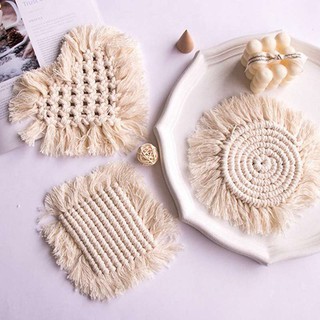 Thảm lót ly bằng dây thừng cotton làm thủ công cách nhiệt tiện dụng để bàn trang trí đẹp mắt