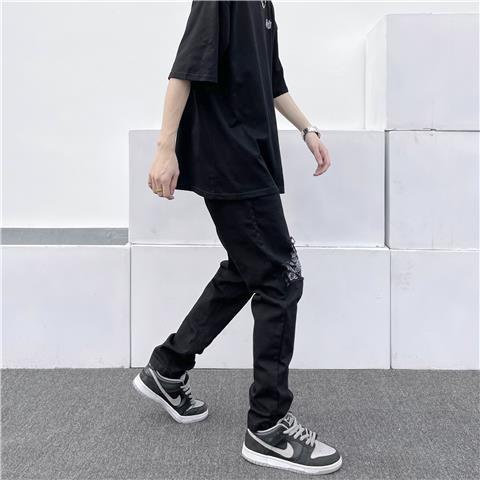 Quần Jeans Rách gối Bandana phong cách đường phố, Quần bò nam phong cách Streetwear