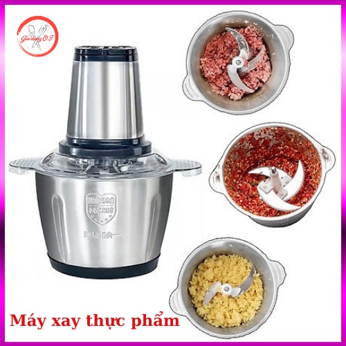 Máy xay thịt đa năng dung tích 2L 4 lưỡi dao sắc bén, Cối xay thực phẩm đa năng inox304 an toàn công suất lớn