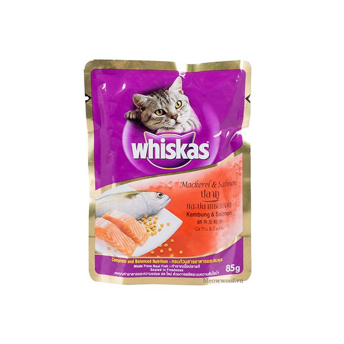 Pate cho mèo Whiskas dạng gói - Pate Whiskas cho mèo con và mèo lớn các vị