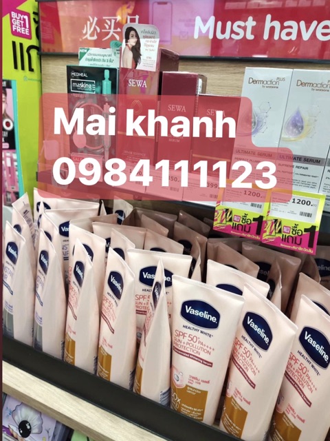 Sữa Dưỡng Thể Trắng Da Vaseline 50x SPF 50+ Thái Lan | BigBuy360 - bigbuy360.vn