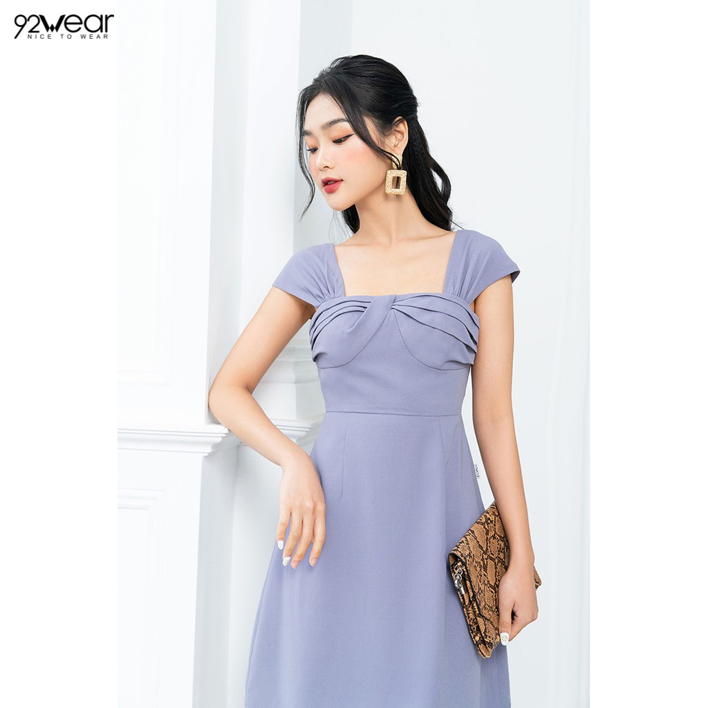 Đầm váy nữ công sở 92WEAR đủ màu, đủ size xoắn nơ ngực DEW0873 | BigBuy360 - bigbuy360.vn