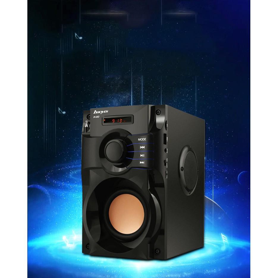 Loa Nghe nhạc Bluetooth Cao Cấp Super Bass RS A100 có đài FM, gắn thẻ nhớ TF, cắm Aux điều khiển từ xa tiện dụng