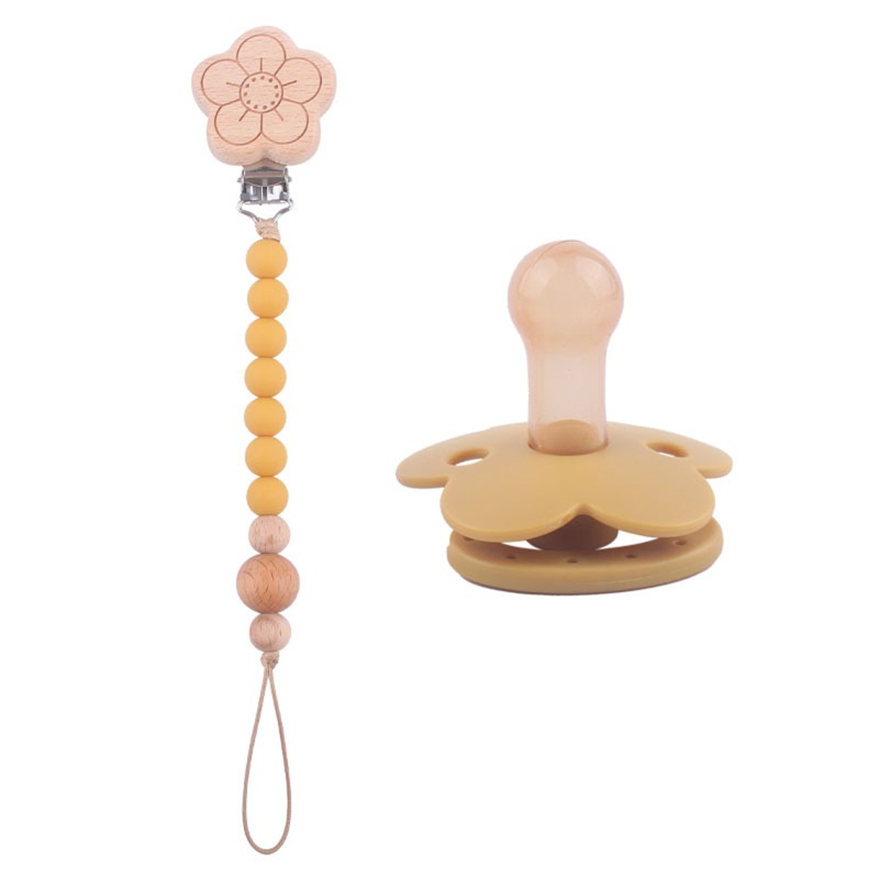 Núm Ti Giả Bằng Silicone Không BPA Thoải Mái Có Chuỗi Kẹp Tiện Lợi Dành Cho Em Bé