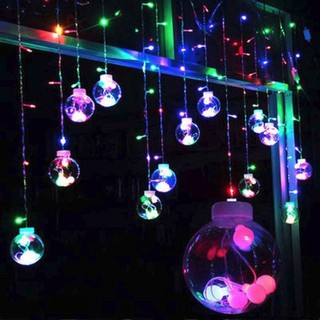 Đèn Nháy Trang Trí Bóng Tròn To 12 Bóng- Trang Trí Nhà Hàng, Quán Cafe, Quán Trà Chanh, Đèn Mành Cầu Tròn Thả Rèm