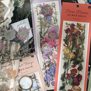 STI48 Miếng dán sticker hoa cỏ vintage trang trí DIY - set 6 miếng