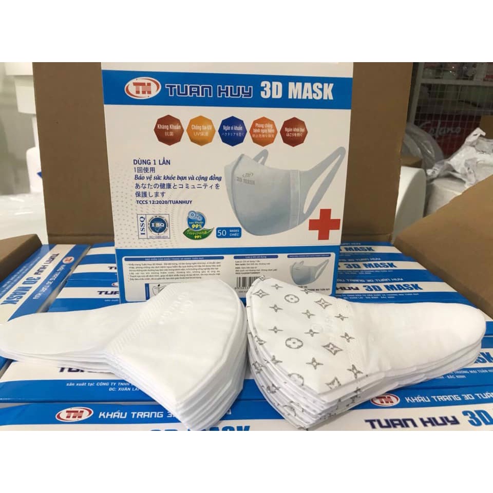 Khẩu trang 3D mask Tuấn huy form to (hộp 50 chiếc)