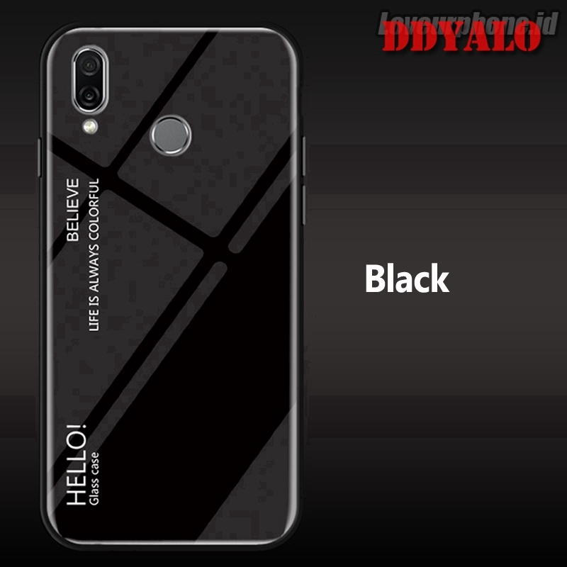 Ốp điện thoại TPU mềm có mặt kính cường lực phối màu đậm nhạt dành cho Samsung Galaxy M20 M10 A30 A50